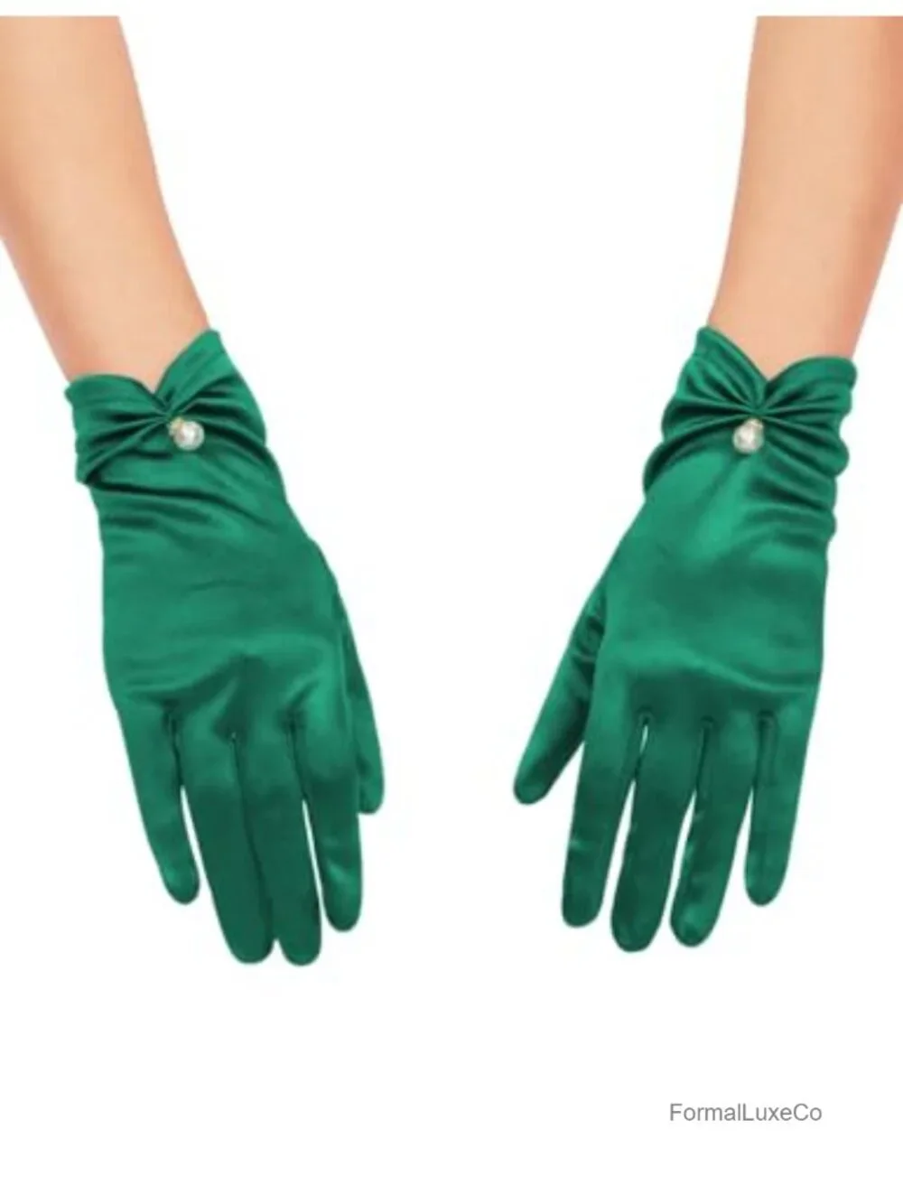 Women's Short Satin Gloves with Bow for Wedding Party Bridal Accessory